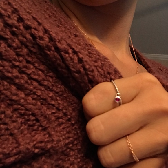 925 Sterling Silver Ring With Ruby Charm - Picture 6 of 6